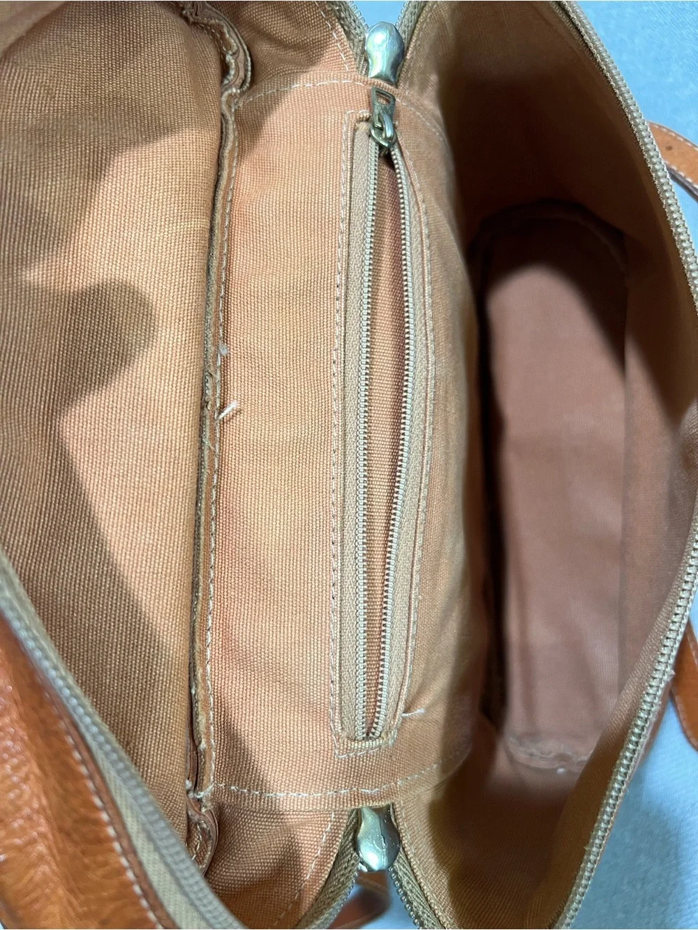 Vtg IL BISONTE Tan Leather Crossbody / Satchel Shoulder Bag Italy